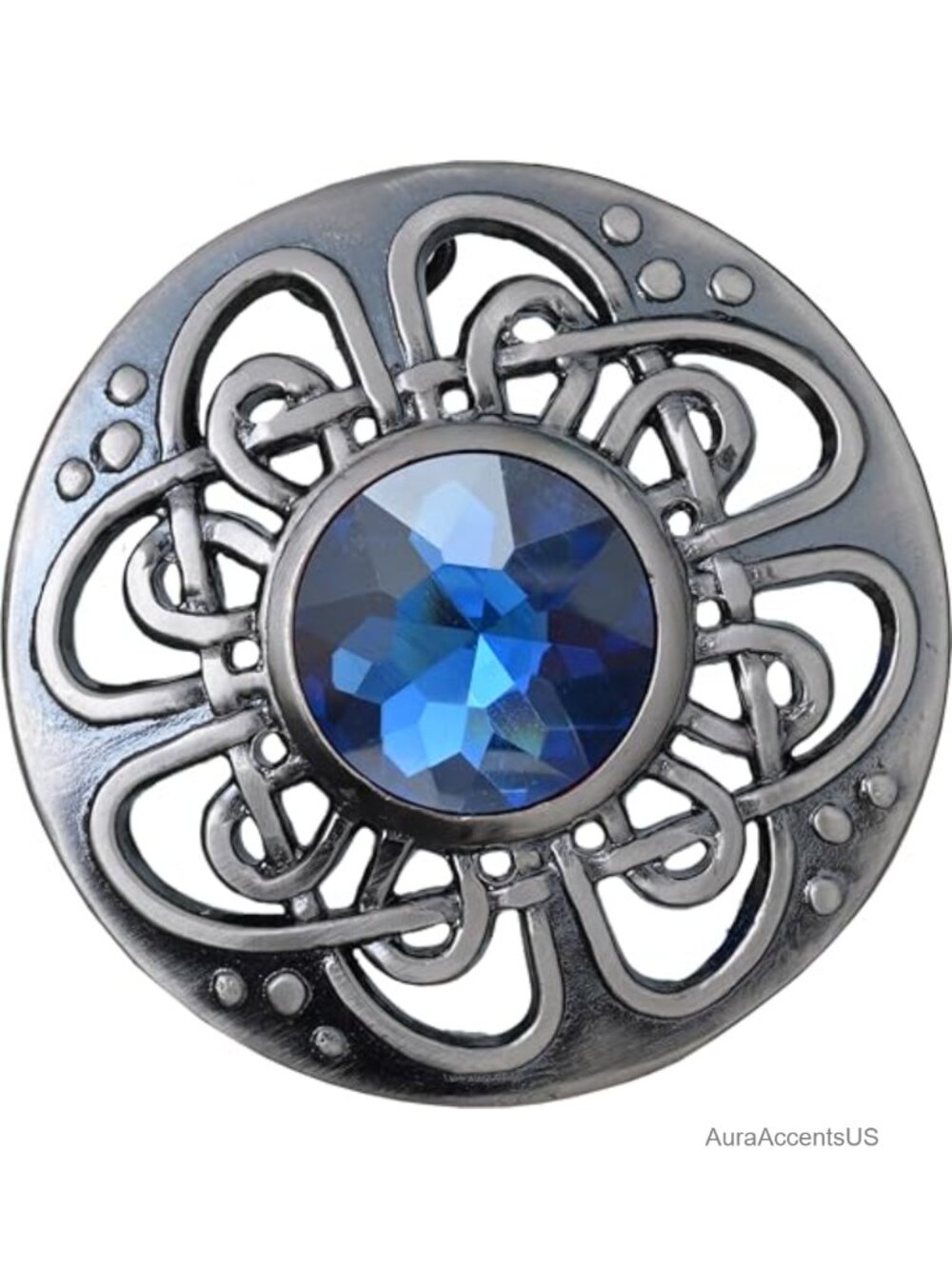Scottish Kilt Fly Plaid Brooch, Celtic Knot Pewter Brooch 3 Inch